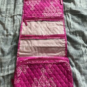 Vera Bradley Stamped Paisley Pink Quilted Hanging Cosmetic Travel Bag